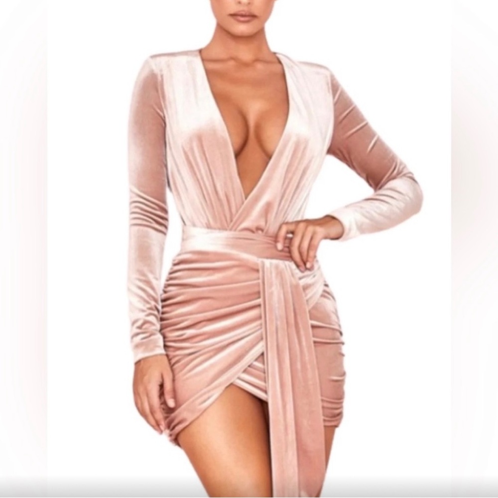 House of CB “Farrah” blush velvet
